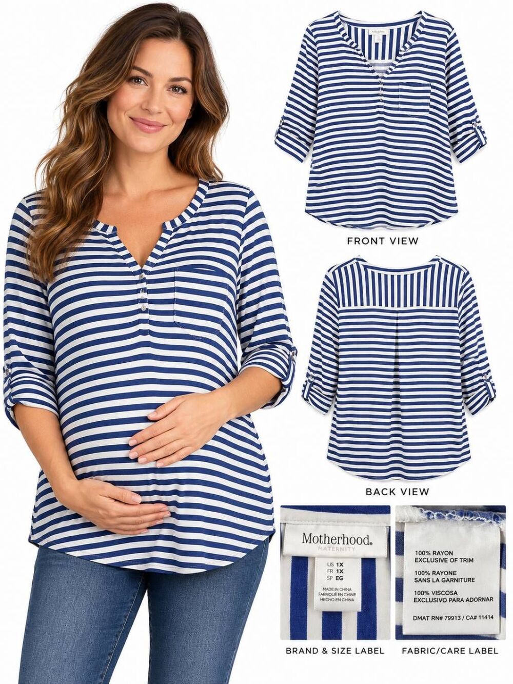Motherhood Maternity 1x Blue/White Stripe Top